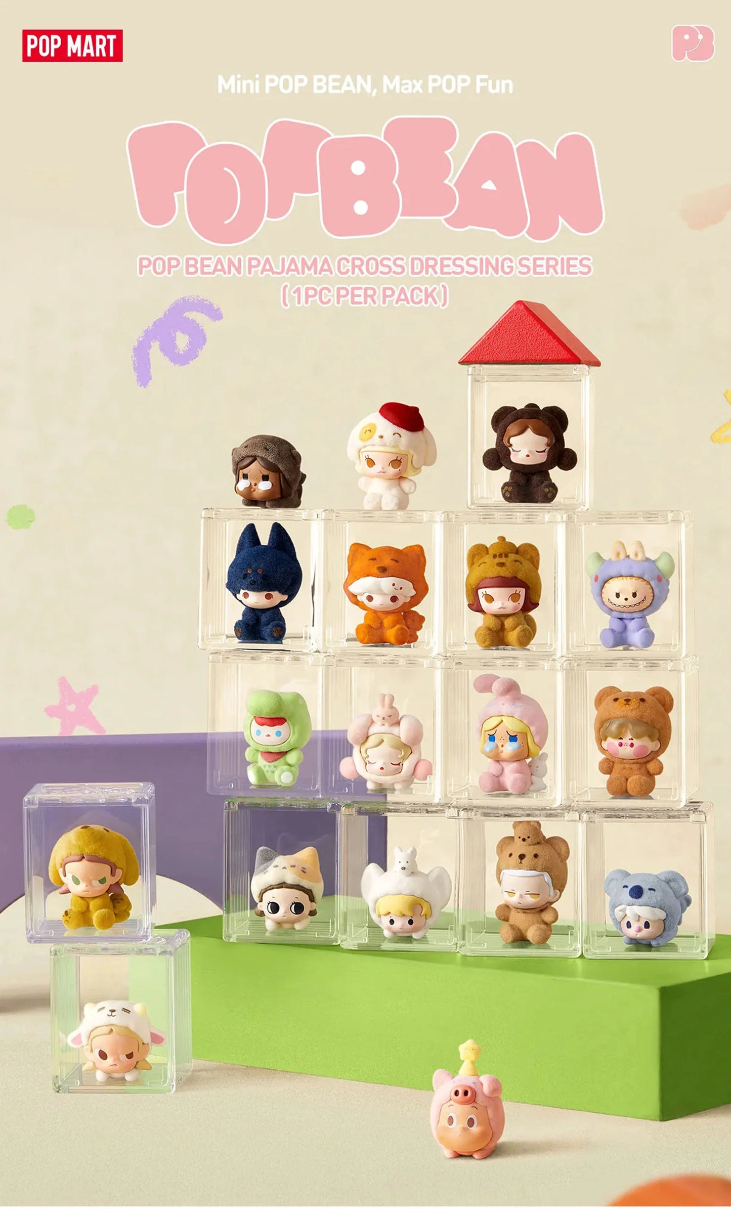 POP BEAN Pajama Cross Dressing Mini Bean Blind Box Confirmed Style